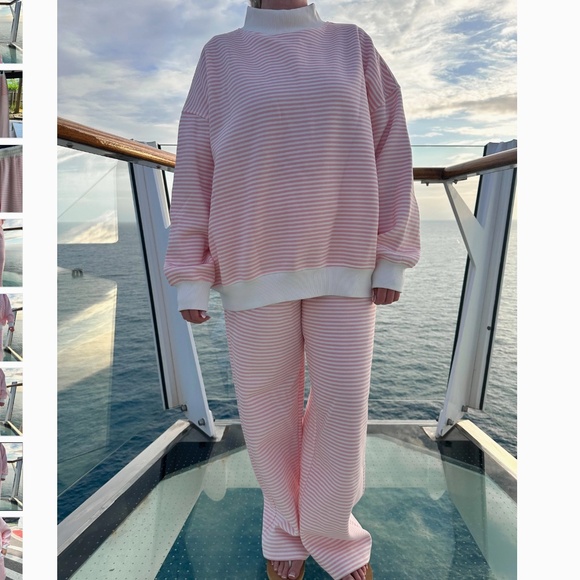 Sun-kissed Coconut “ Sara “ Sun-kissed Coconut Pink Stripe Sweat Pants ONLY 84 - Picture 7 of 7